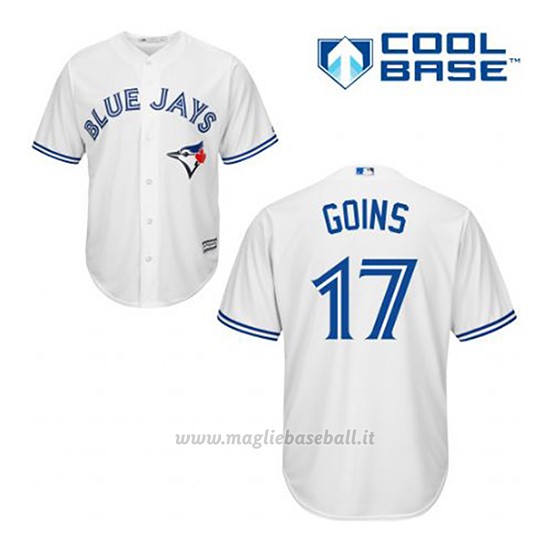 Maglia Baseball Uomo Toronto Blue Jays Ryan Goins 17 Bianco 1ªCool Base